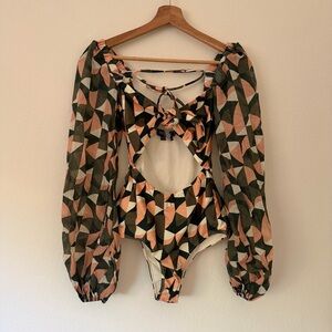 PatBo NWOT Plitka One Piece Bodysuit Size Small S Geometric Resort Swim Lounge